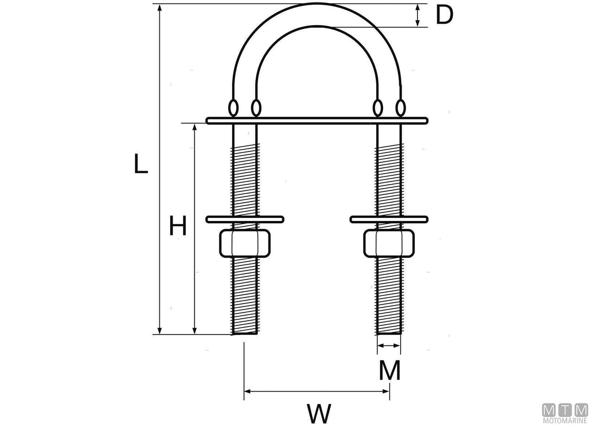 U-bolt with crimped rod Ø4 mm stainless steel 316 - original photo Motomarine Srl