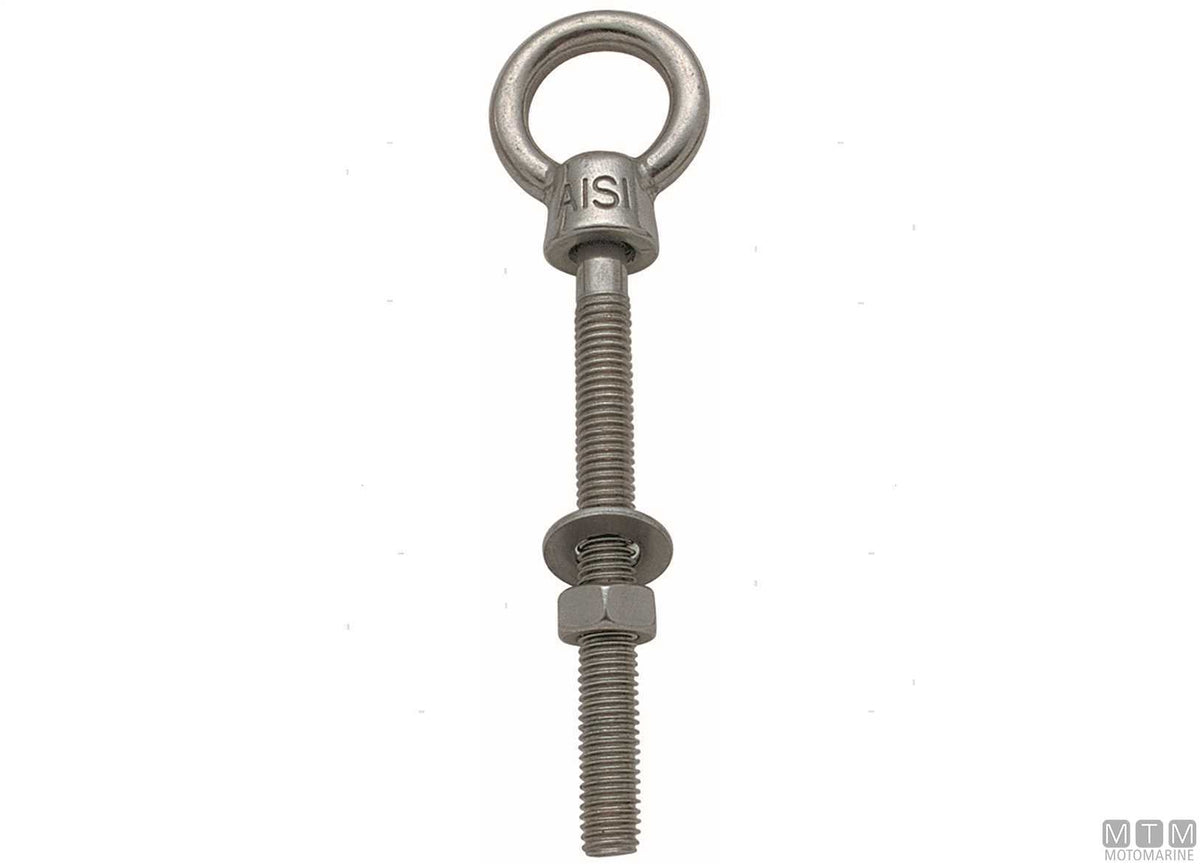 Eyebolt with turned eye Ø10 mm H140 mm AISI 316 stainless steel - original photo Motomarine Srl