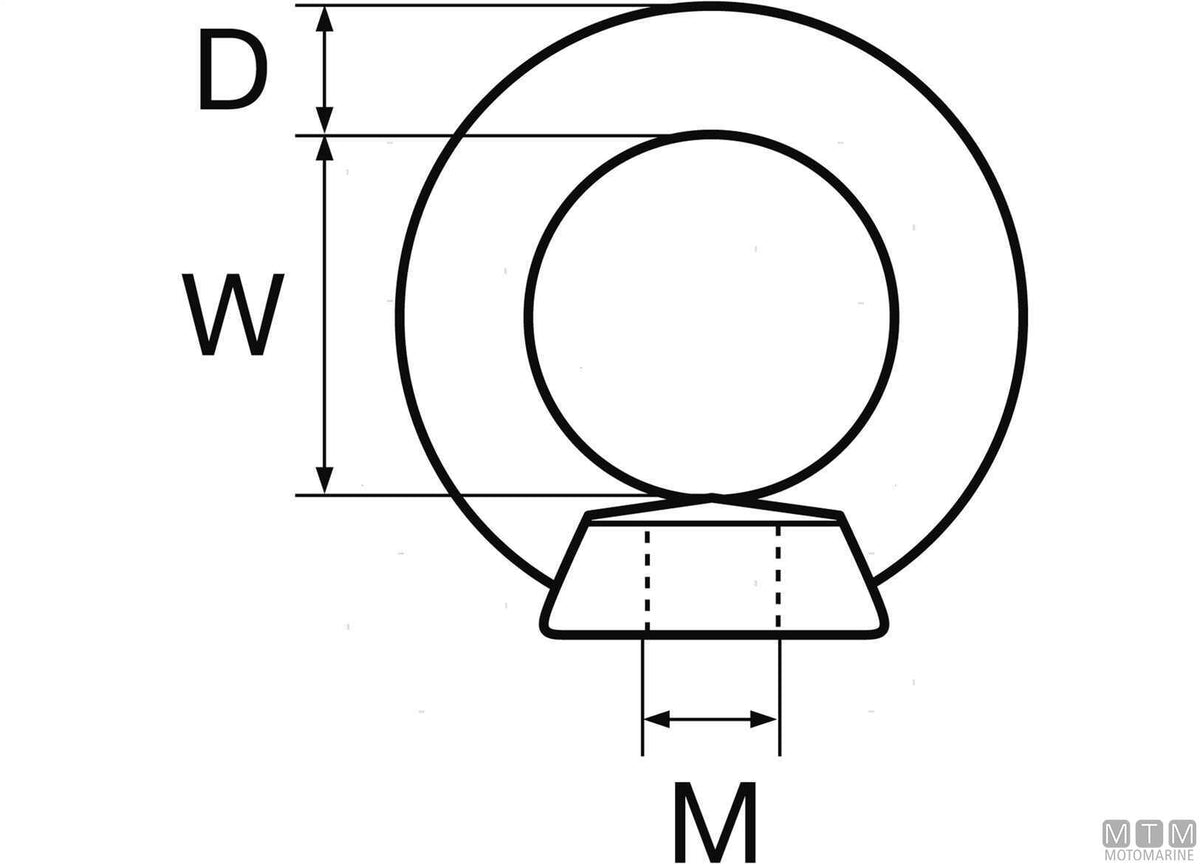 Female eye terminal M10 AISI 316 stainless steel - original photo Motomarine Srl