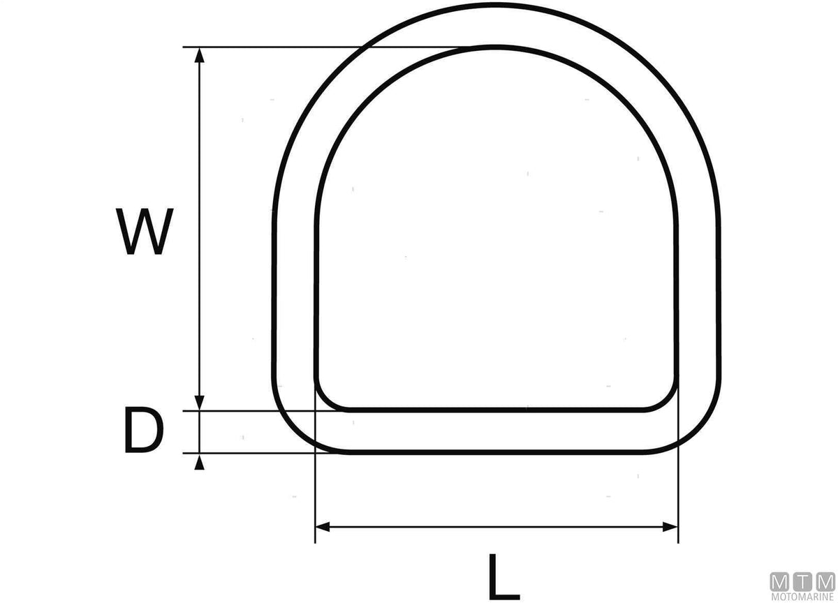 D-ring Ø3x26 mm stainless steel 316 - original photo Motomarine Srl