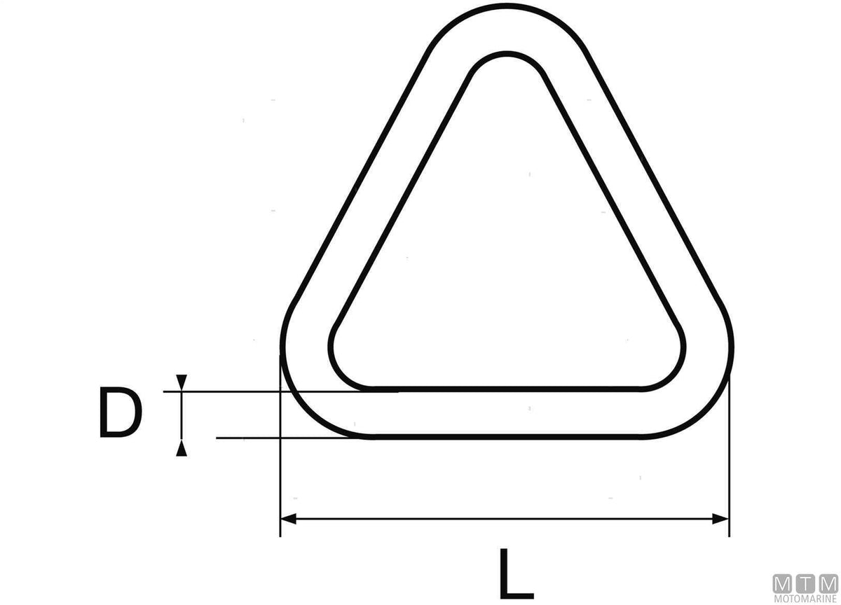 Triangle ring Ø6x50 mm stainless steel 316 - original photo Motomarine Srl
