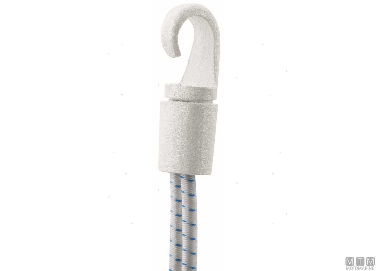 Automatic hook for elastic cord Ø8 mm in white nylon - original photo Motomarine Srl