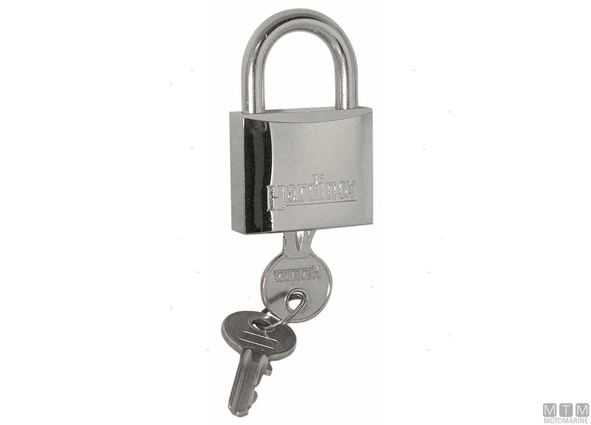 Hardinox padlock 40 mm, standard shackle, stainless steel - original photo Motomarine Srl