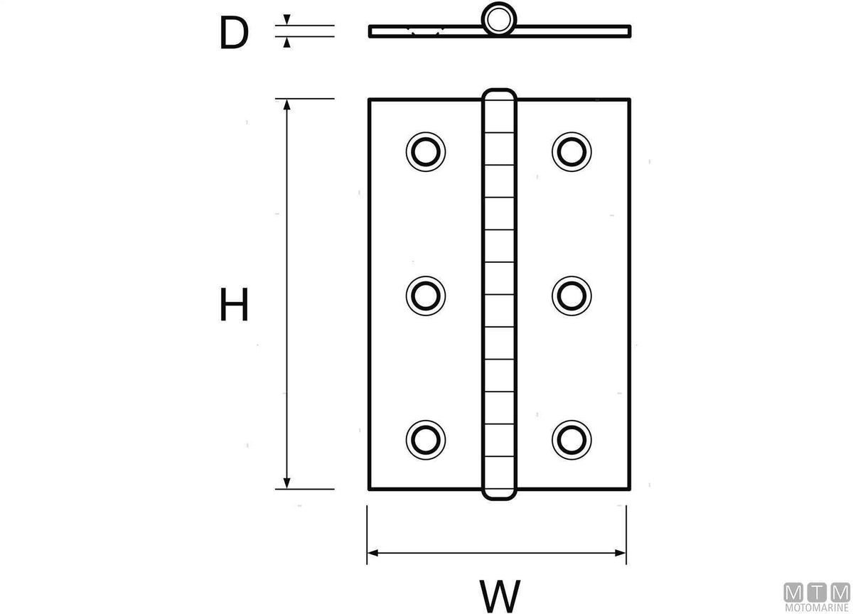 Classic butt hinge 40x40 mm in AISI 316 stainless steel - original photo Motomarine Srl