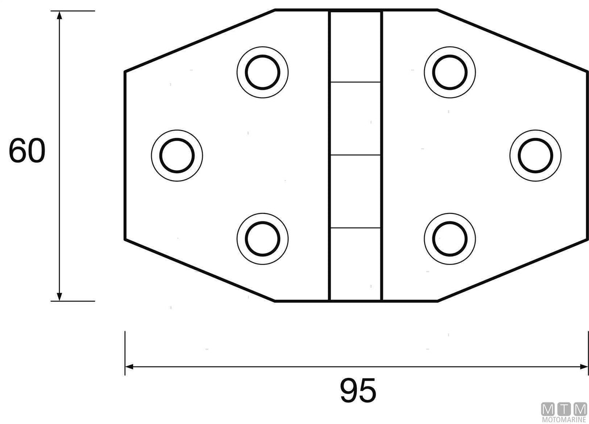 Biscuit hinge 60x95 mm in white plastic - original photo Motomarine Srl