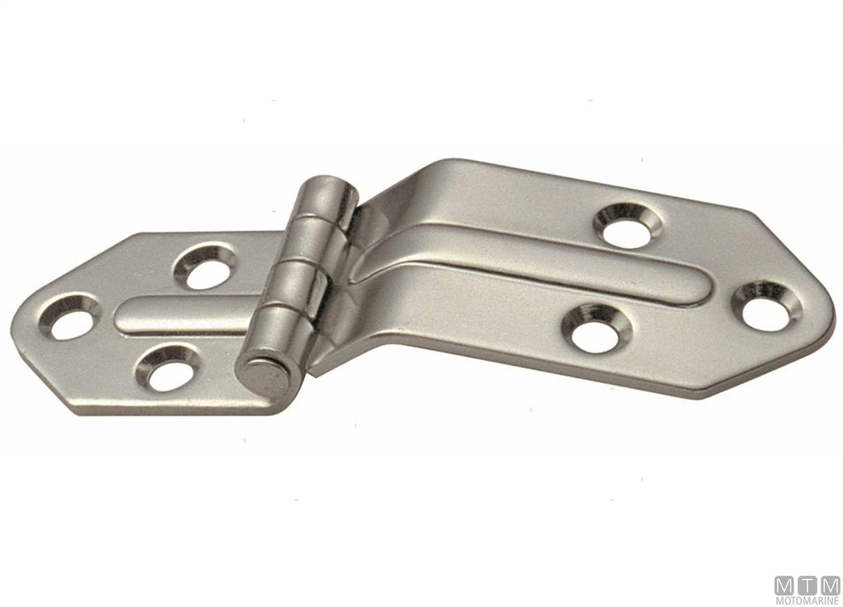 Low ribbed offset hinge 40x131 mm H20 mm in stainless steel 316 - original photo Motomarine Srl