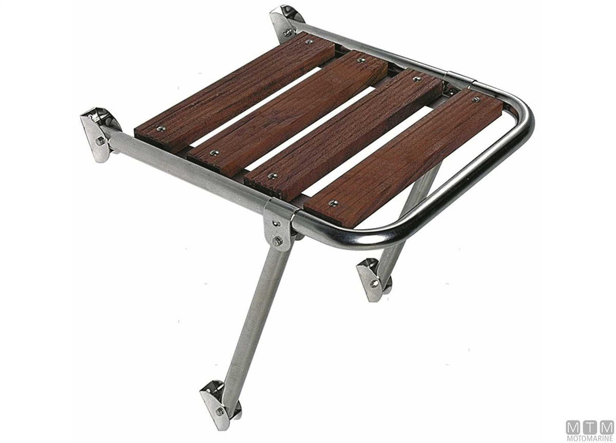 Minox L swim platform 390x450 mm, AISI 316 stainless steel and wood - original photo Motomarine Srl