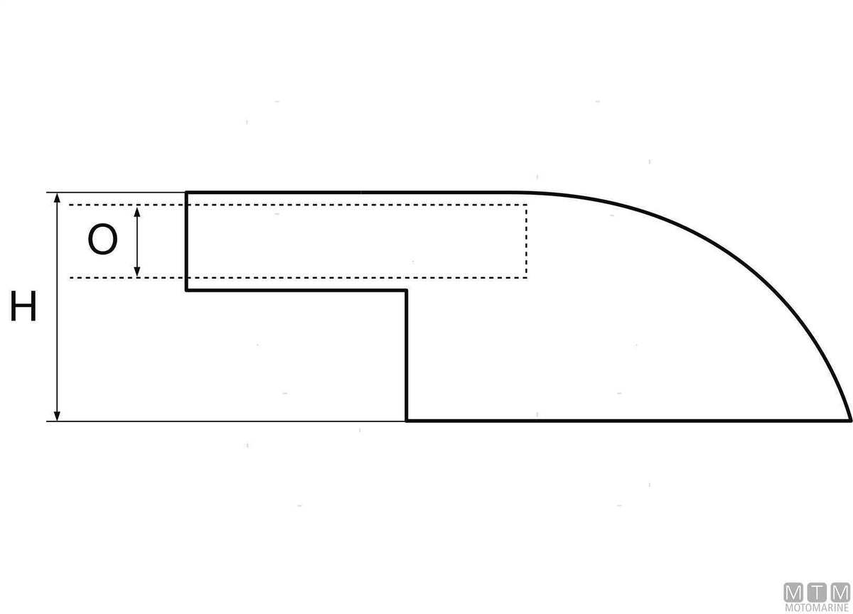 Shaped end fitting D25 mm, stainless steel 316 - original photo Motomarine Srl
