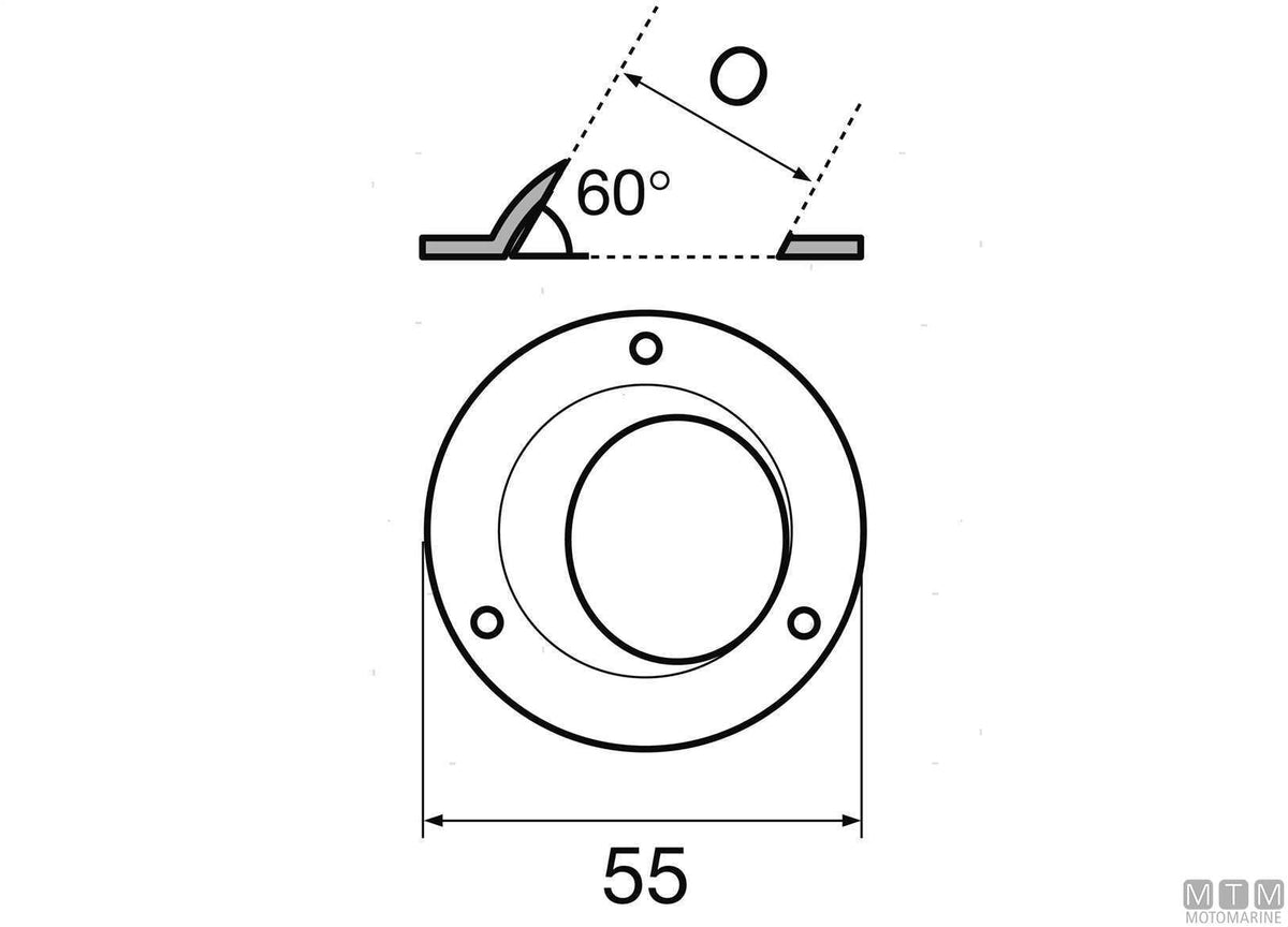 Round welding base 60° Ø25 mm stainless steel 316 cast - original photo Motomarine Srl