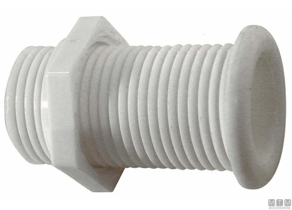 White standard through-hull fitting for Ø22.7 mm plugs - original photo Motomarine Srl