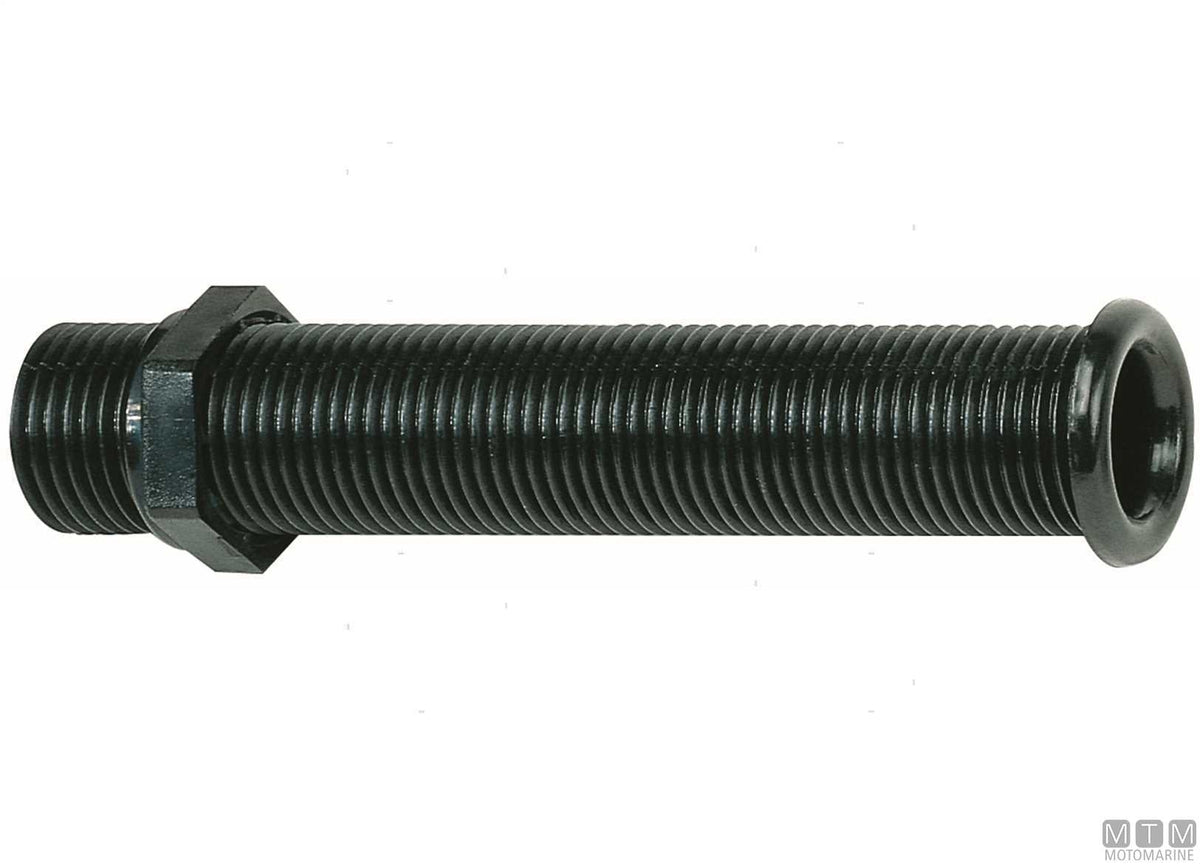 Black long through-hull fitting for Ø25 mm plugs - original photo Motomarine Srl