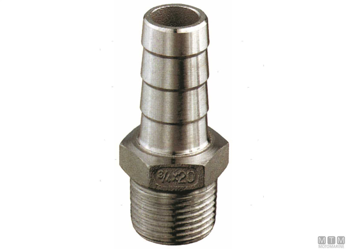 Hose tail male 3/4"x25 mm stainless steel 316 - original photo Motomarine Srl