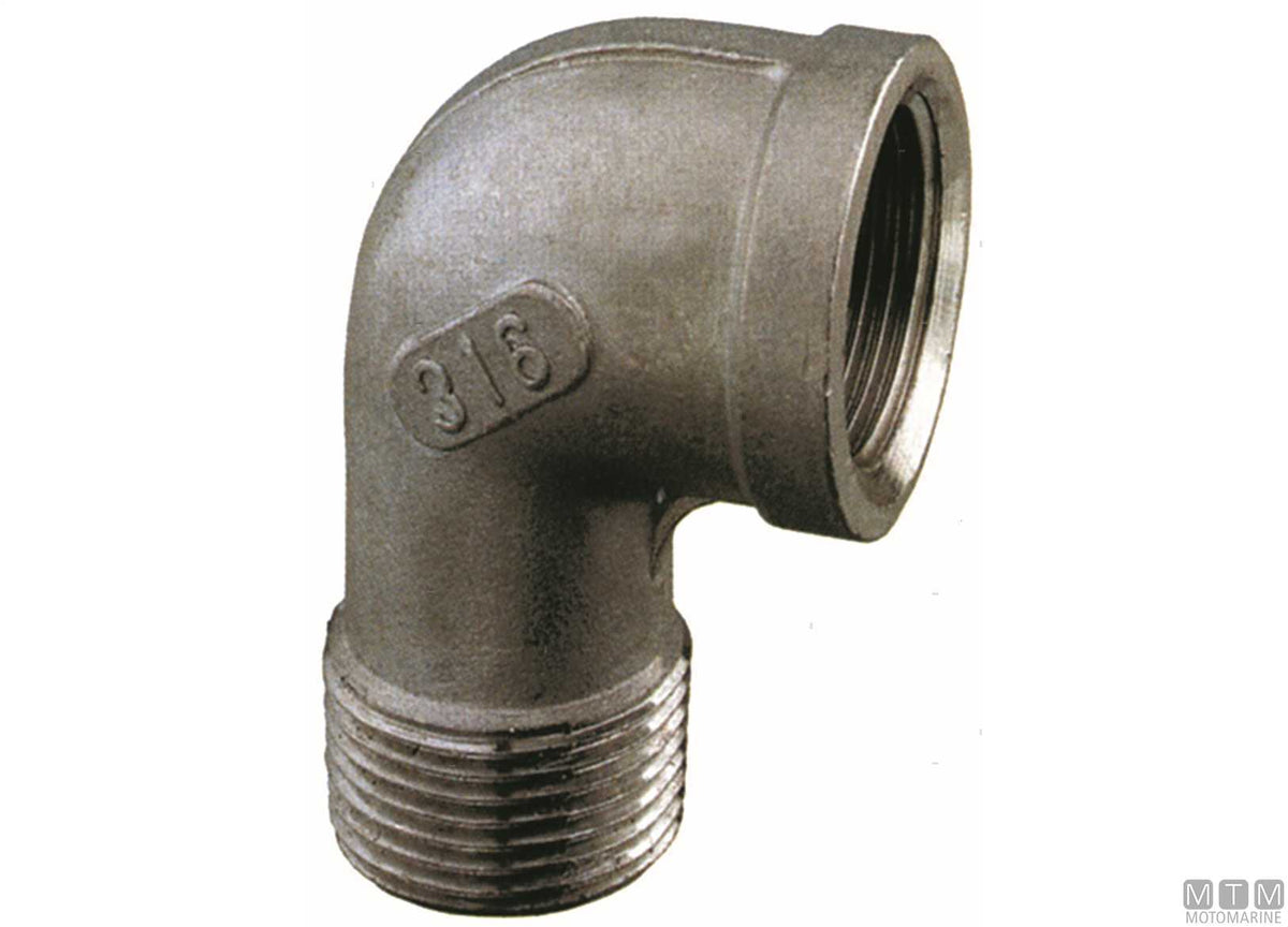 Elbow 90° M-F 1/2" stainless steel 316 - original photo Motomarine Srl