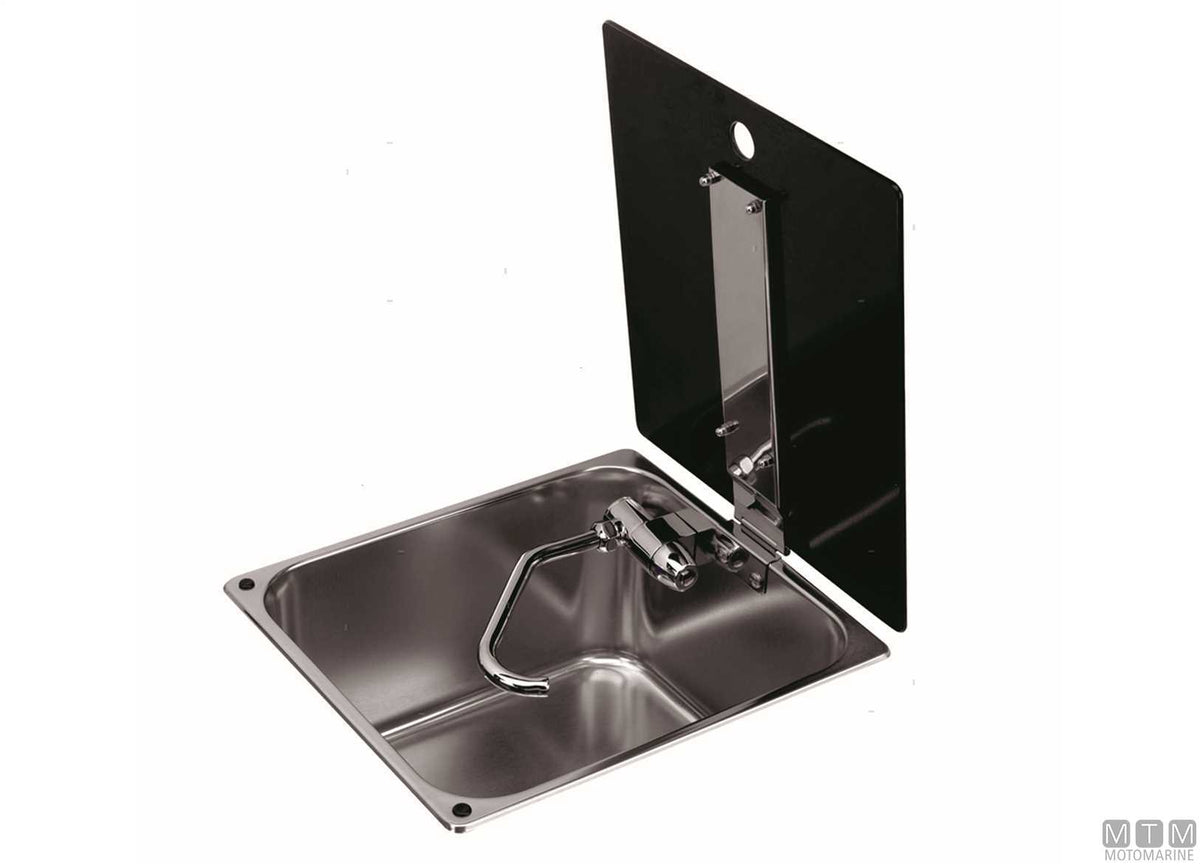 Rectangular sink 320x350 mm stainless steel 18/8 with lid - original photo Motomarine Srl