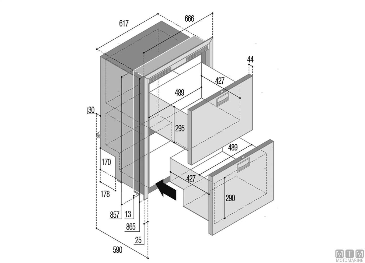 Double drawer freezer VF DW180 BTX stainless steel, internal compressor - original photo Motomarine Srl