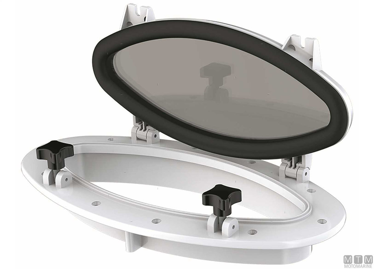 Seaflo oval porthole 410x220 mm white ABS - original photo Motomarine Srl