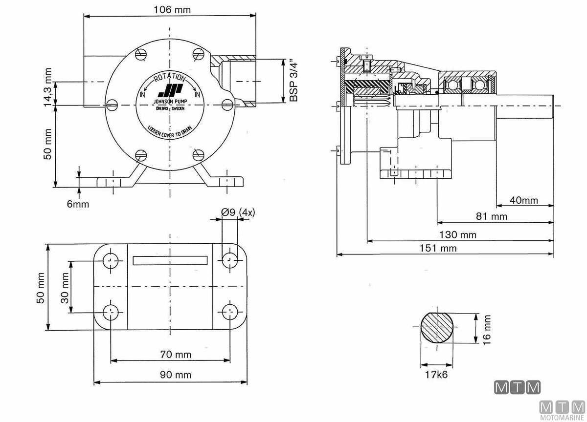 Johnson F5B-8 cooling water pump, mechanical seal - original photo Motomarine Srl