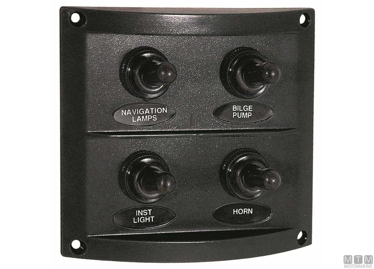 Panel with lever switches, 4 positions, 100x90 mm - original photo Motomarine Srl