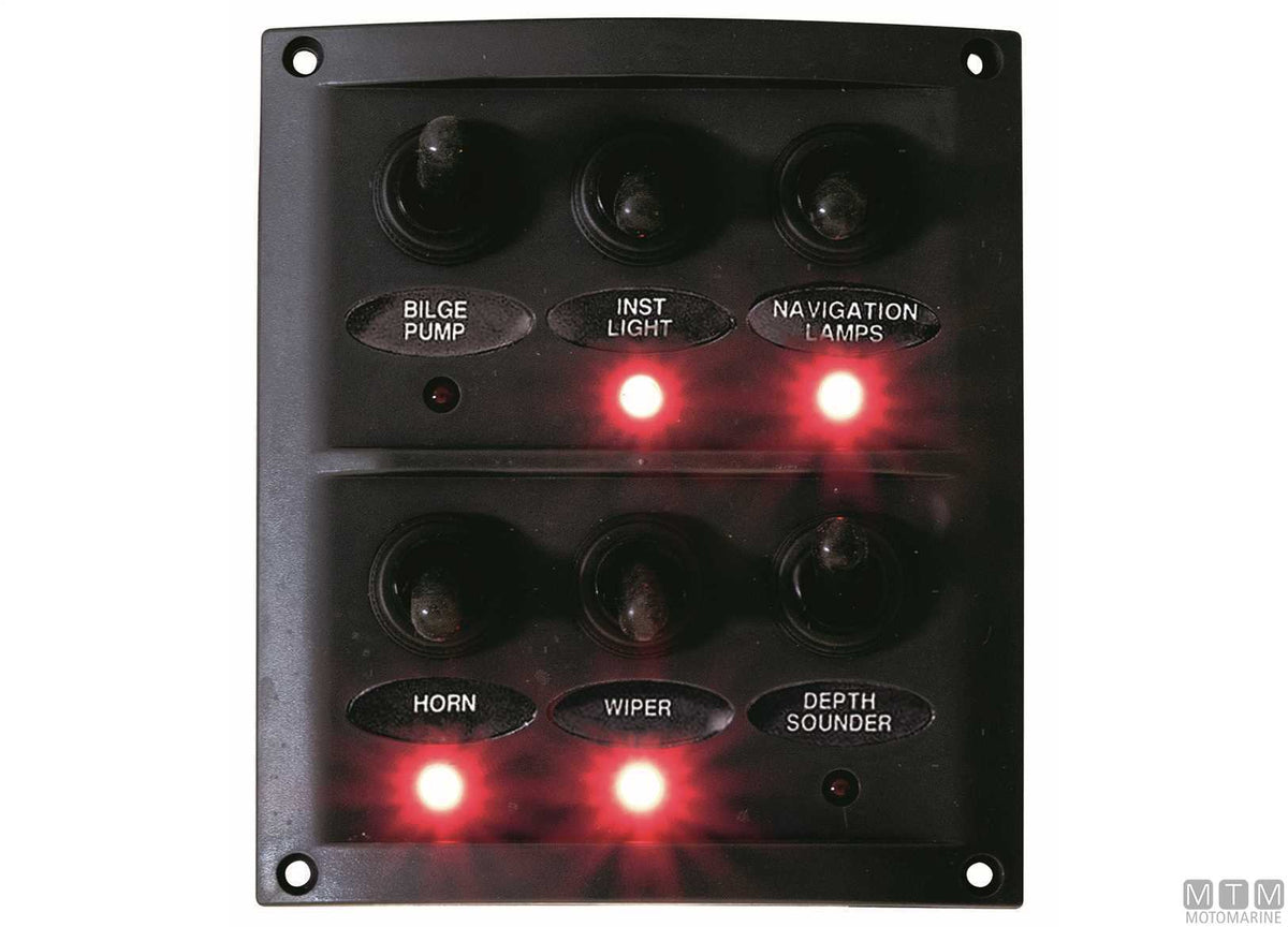 Panel with lever switches, 4 positions, 100x90 mm - original photo Motomarine Srl