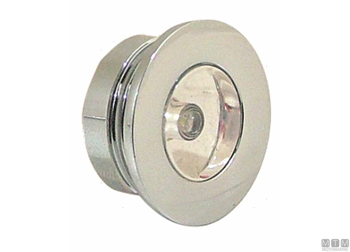 Square LED courtesy light in chrome-plated brass 30x30 mm - original photo Motomarine Srl