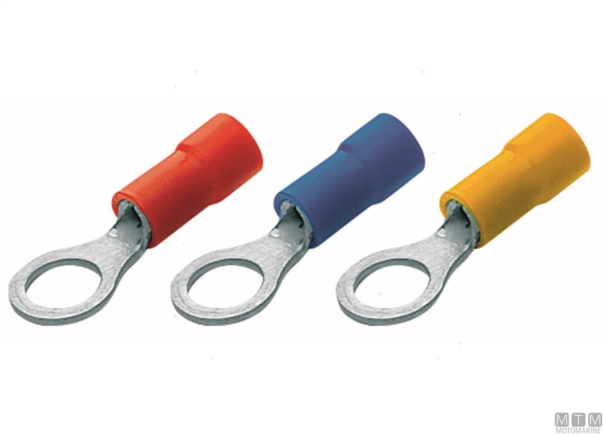 Ring terminals, hole Ø3.2 mm, cable 0.25-1.5 mm², 100 pcs - original photo Motomarine Srl