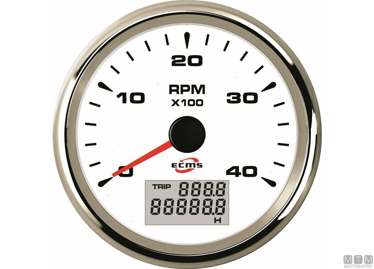 Tachometer/hour meter 4000 White/Chrome - original photo Motomarine Srl