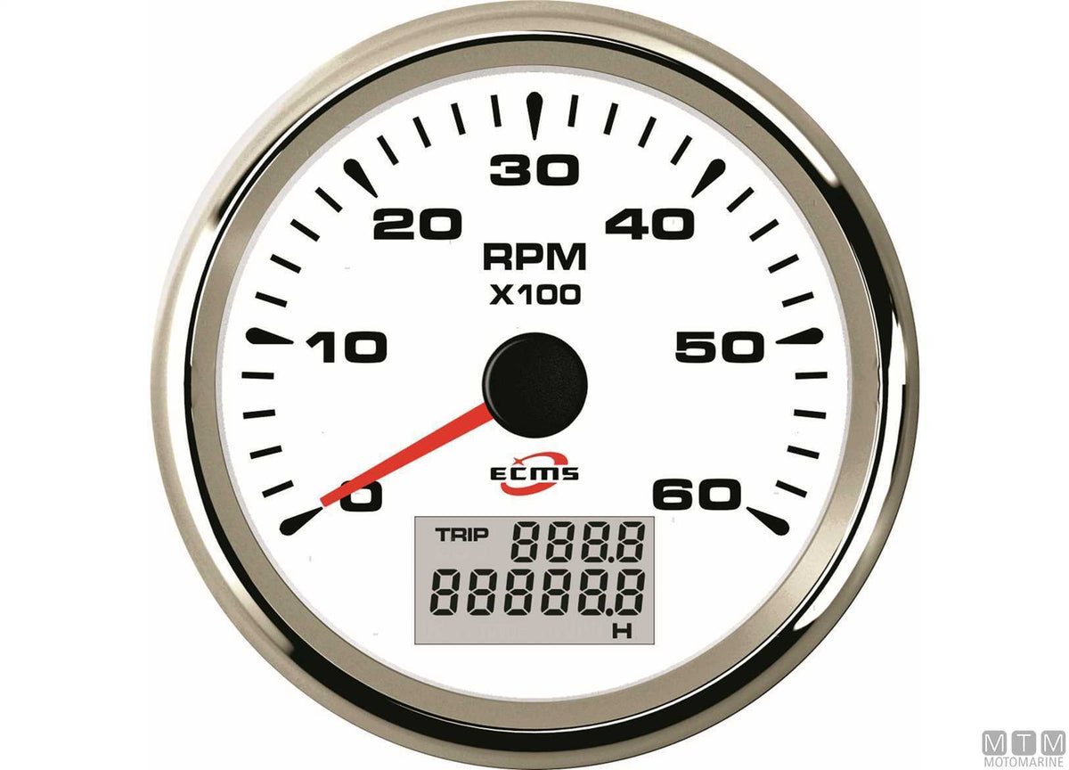 Tachometer/hour meter 4000 White/Chrome - original photo Motomarine Srl