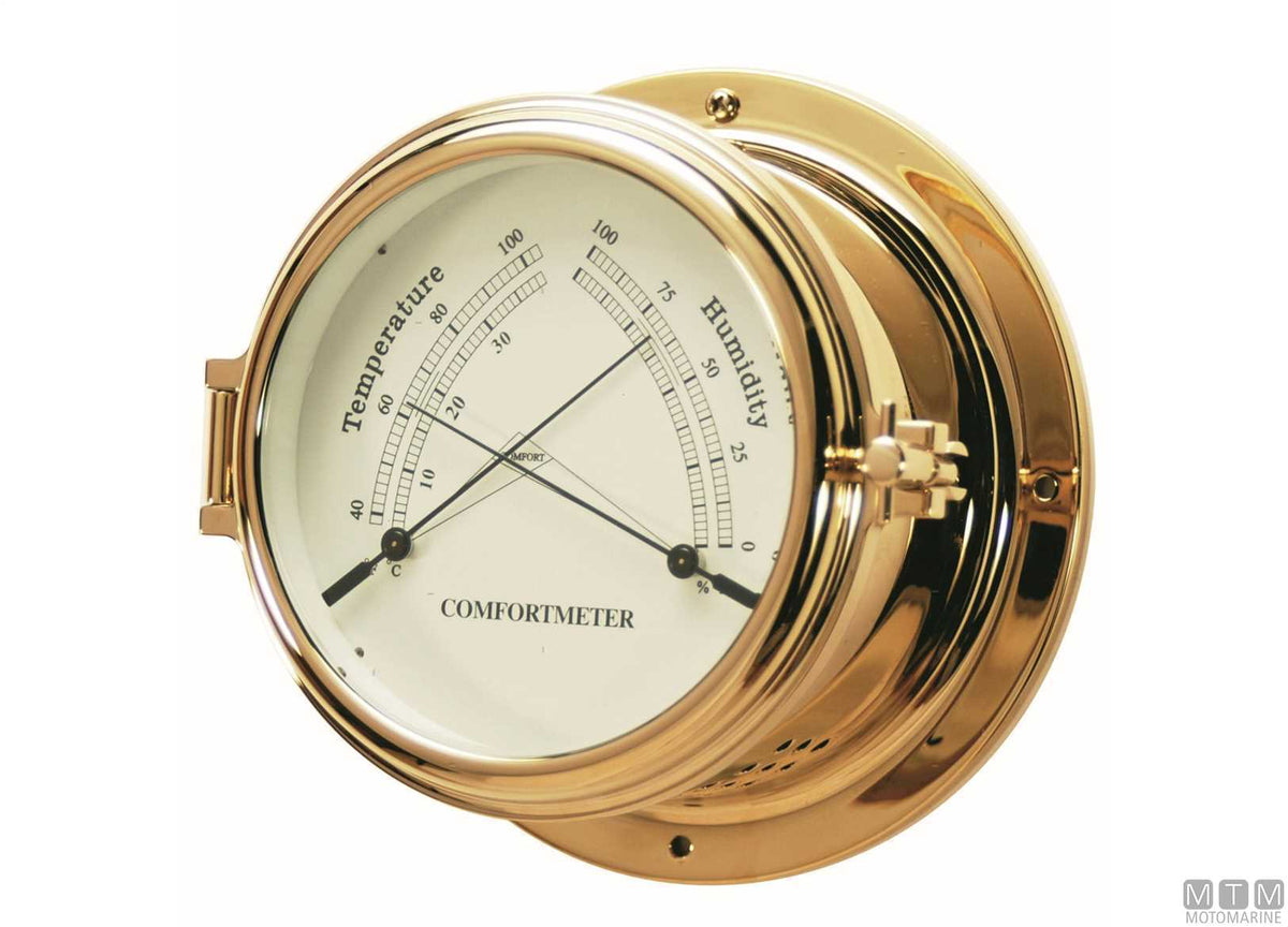 Classic barometer Ø150 mm, polished brass case - original photo Motomarine Srl