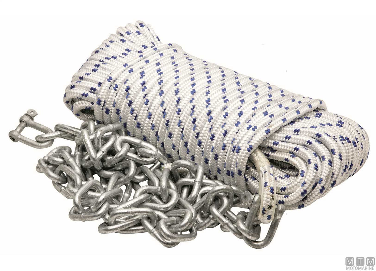 Polyester rope Ø8 mm 30 m + galvanized chain Ø6 mm 2 m - original photo Motomarine Srl