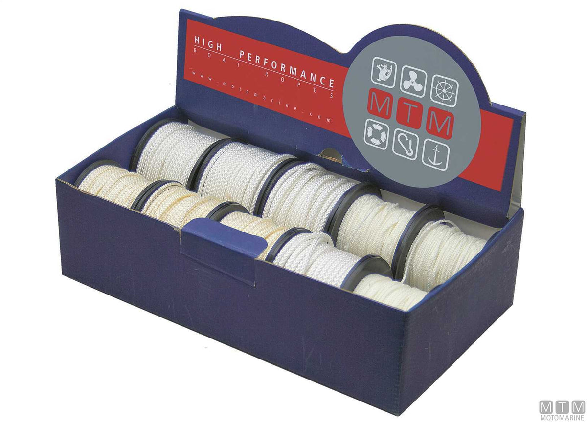 White polyester braided line reel Ø3 mm 15 m - original photo Motomarine Srl
