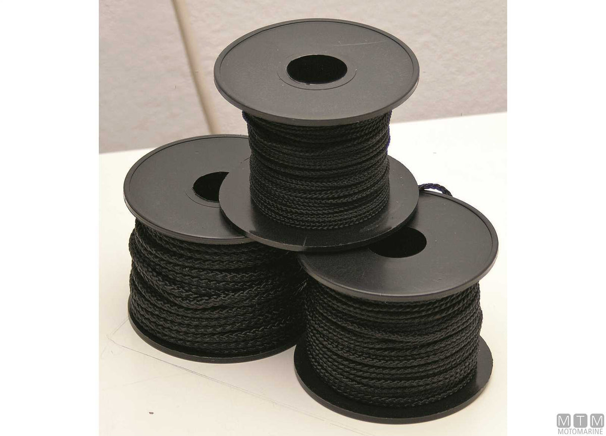 Black polyester braided line reel Ø2 mm 30 m - original photo Motomarine Srl