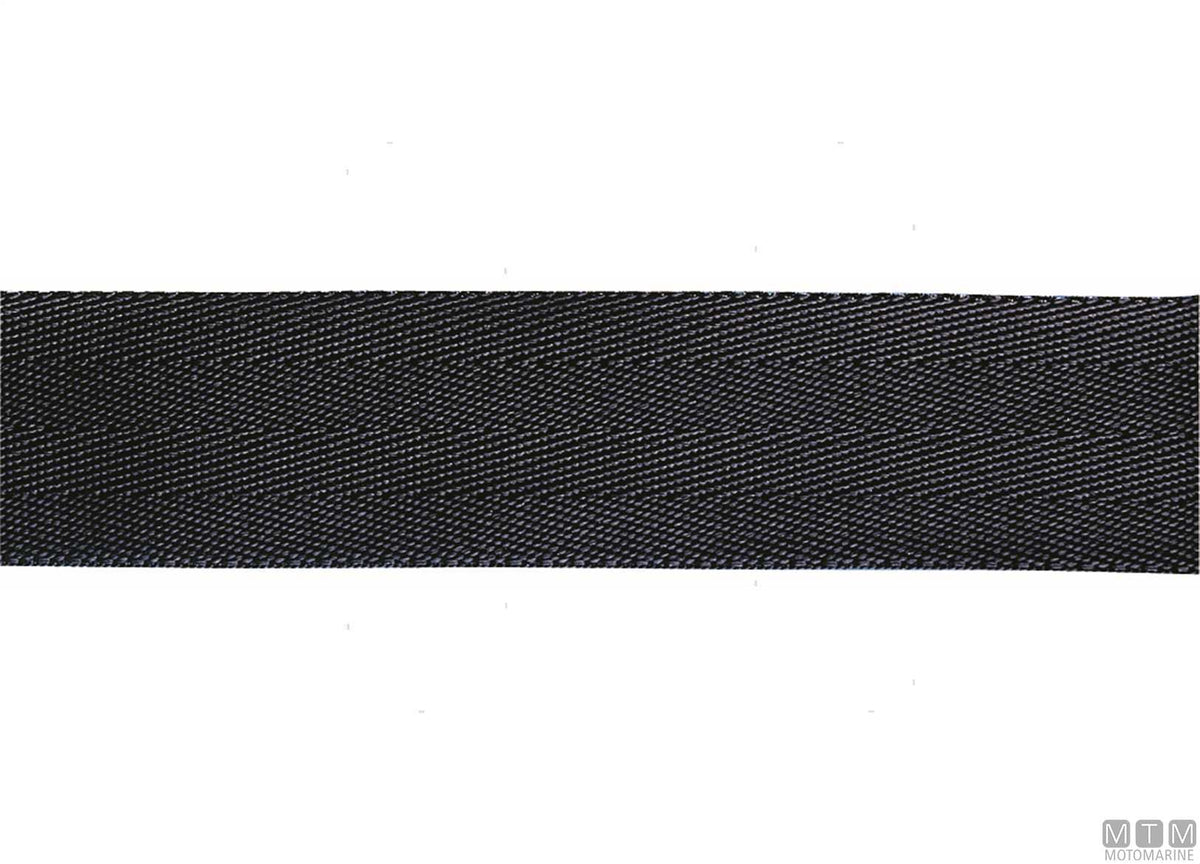 Black polypropylene webbing roll, 30 mm, 50 m - original photo Motomarine Srl