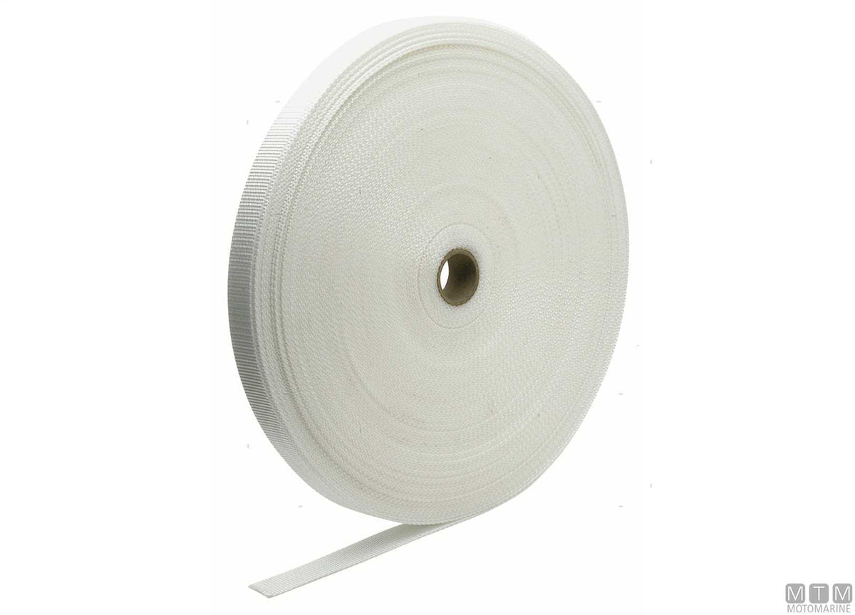 White polypropylene webbing roll, 25 mm, 50 m - original photo Motomarine Srl