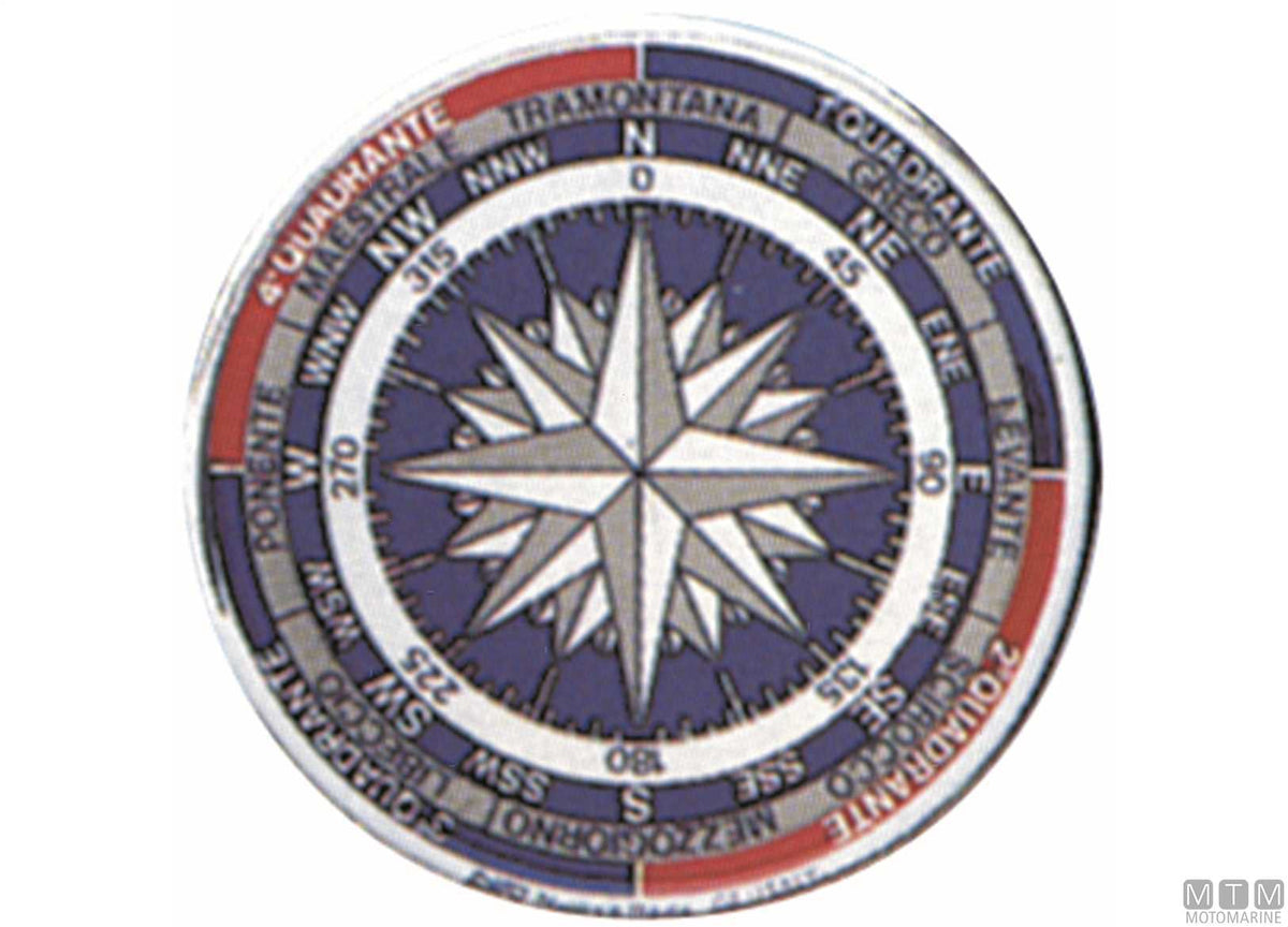 Adhesive sign compass rose silver rubberized - original photo Motomarine Srl