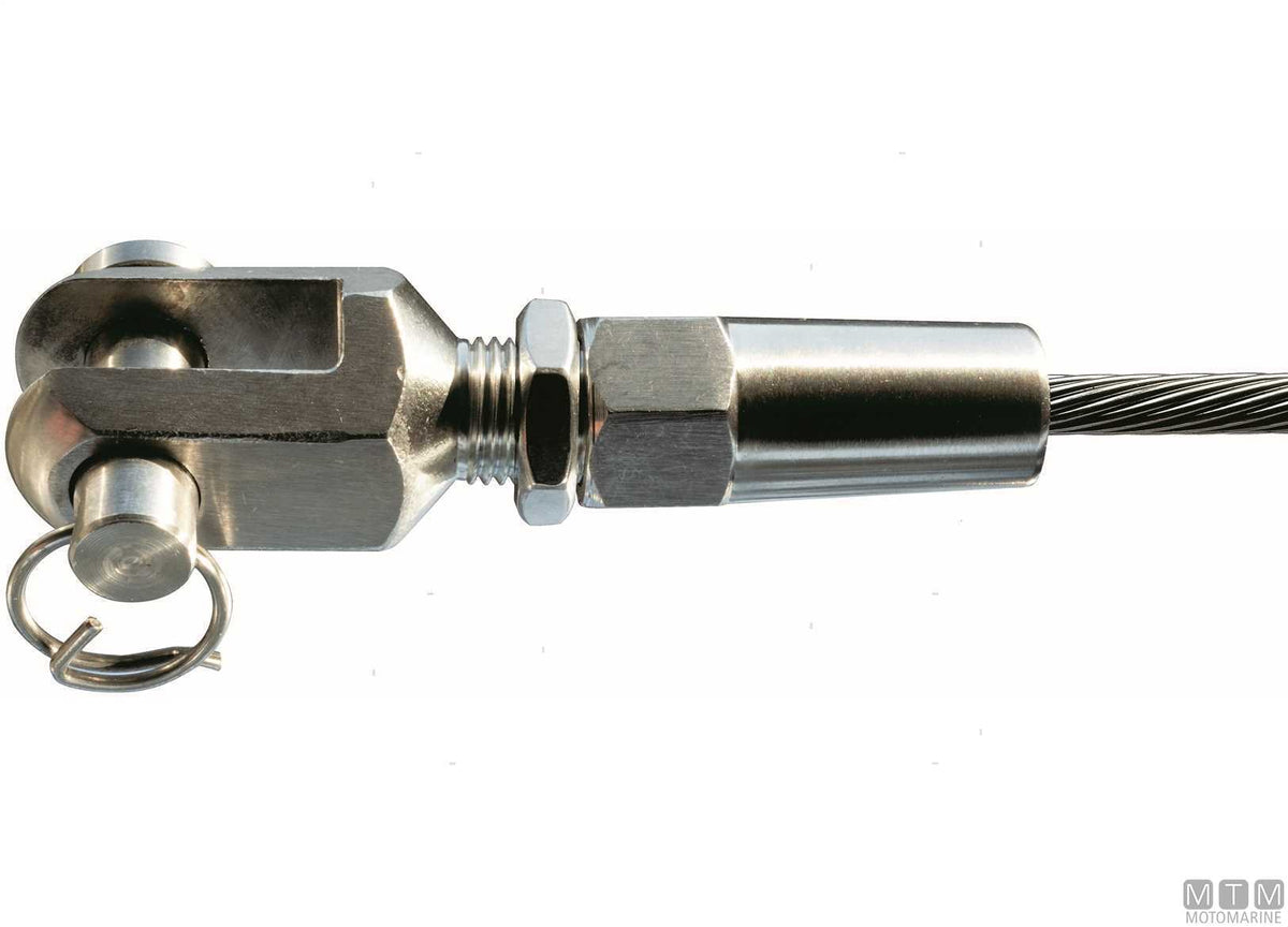 Quick-fit fork terminal for Ø6 mm wire, stainless steel 316 - original photo Motomarine Srl