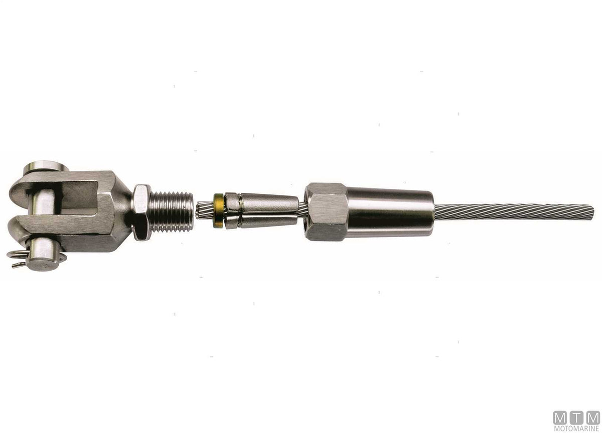 Quick-fit fork terminal for Ø3 mm wire, stainless steel 316 - original photo Motomarine Srl