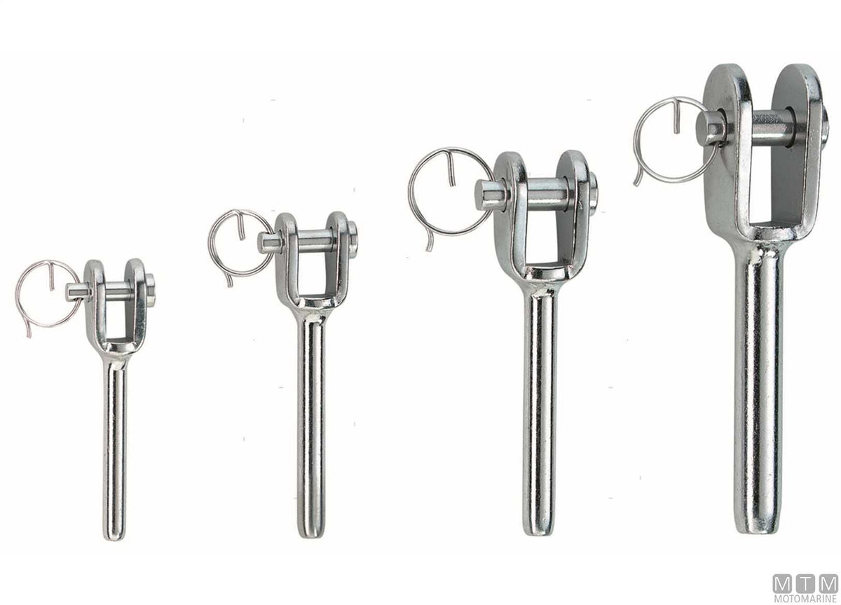 Swage fork terminal for Ø7 mm wire, stainless steel 316 - original photo Motomarine Srl