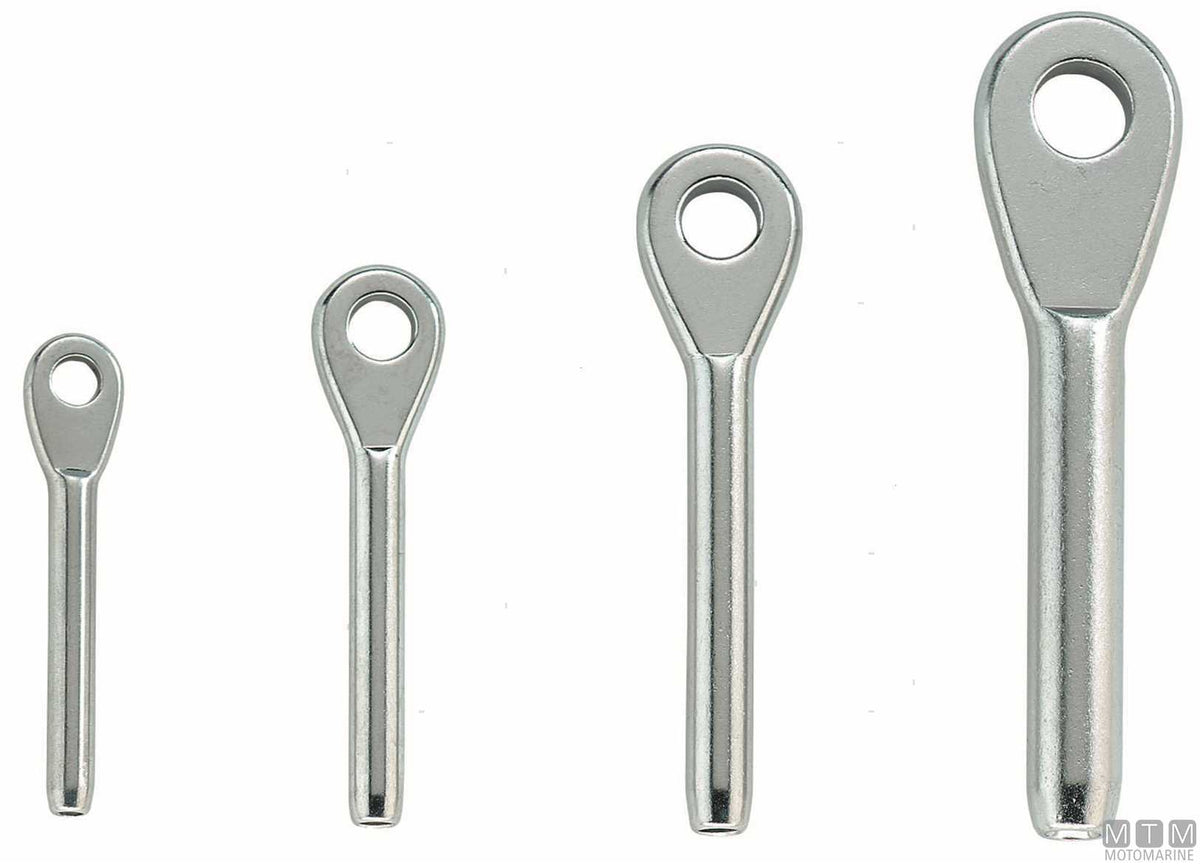 Swage eye terminal for Ø6 mm wire stainless steel 316 - original photo Motomarine Srl