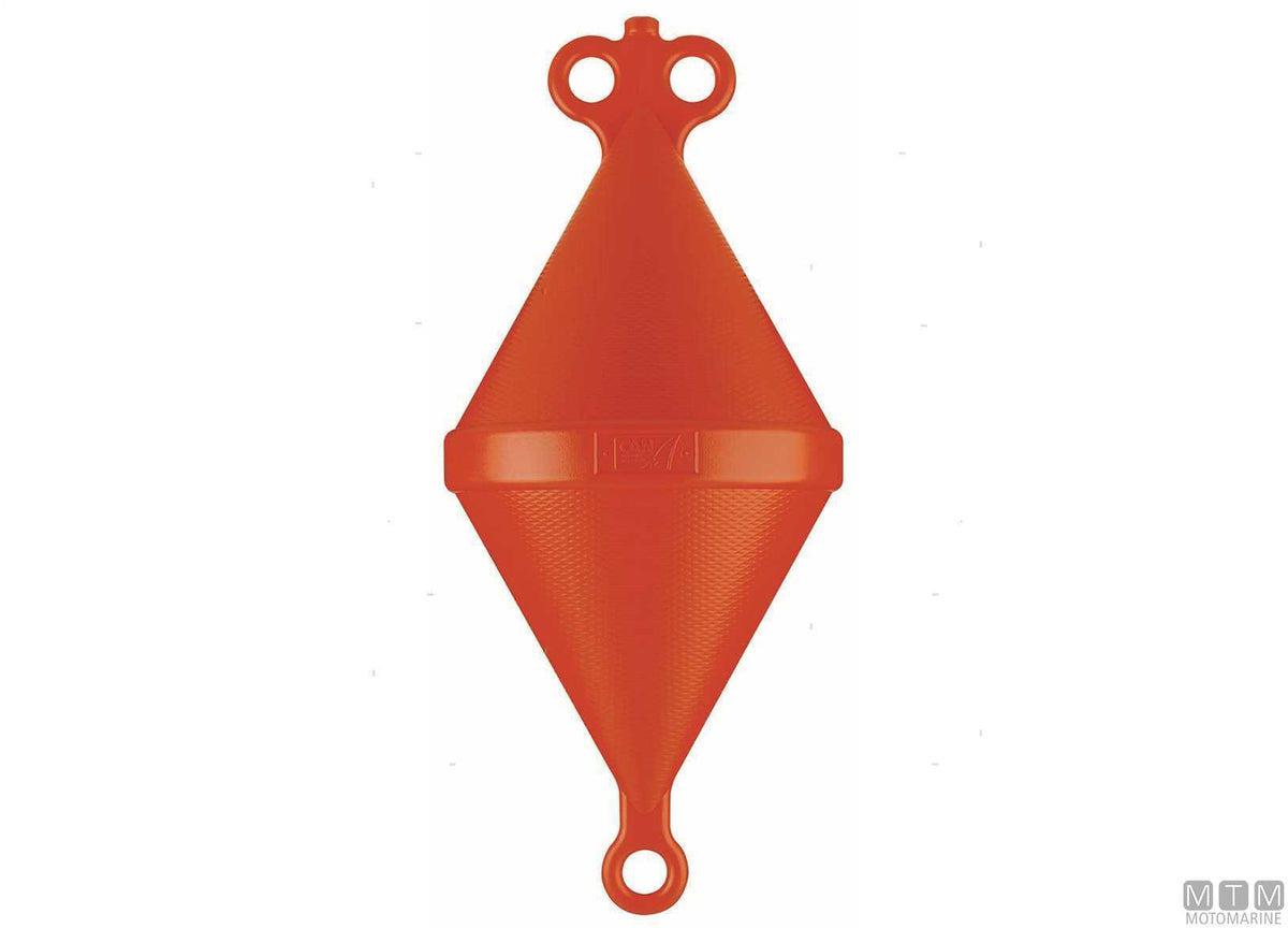 Biconical mooring buoy M orange Ø27 cm H60 cm - original photo Motomarine Srl
