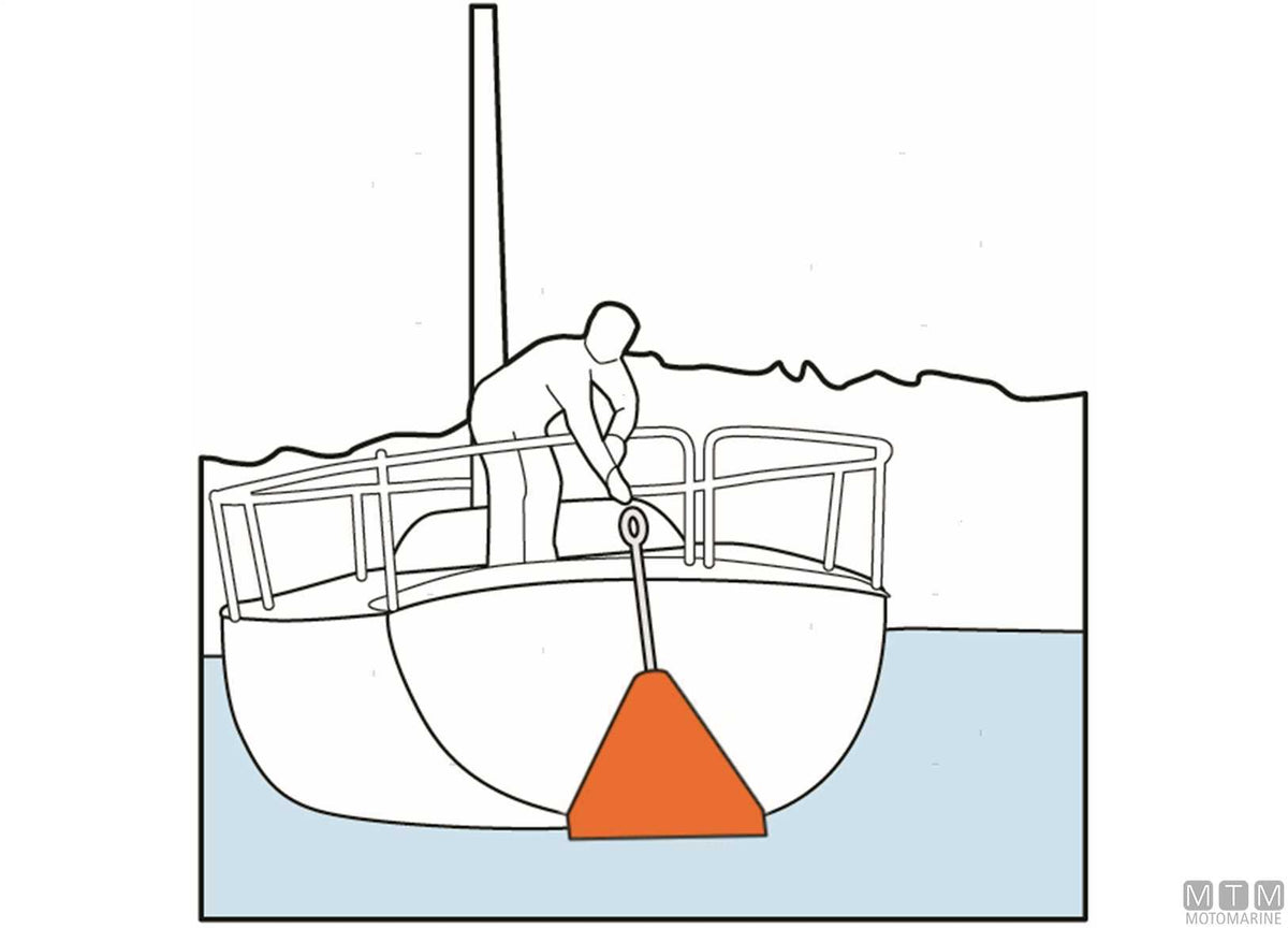 Biconical mooring buoy with stainless steel pole Ø50 cm H103 cm orange - original photo Motomarine Srl