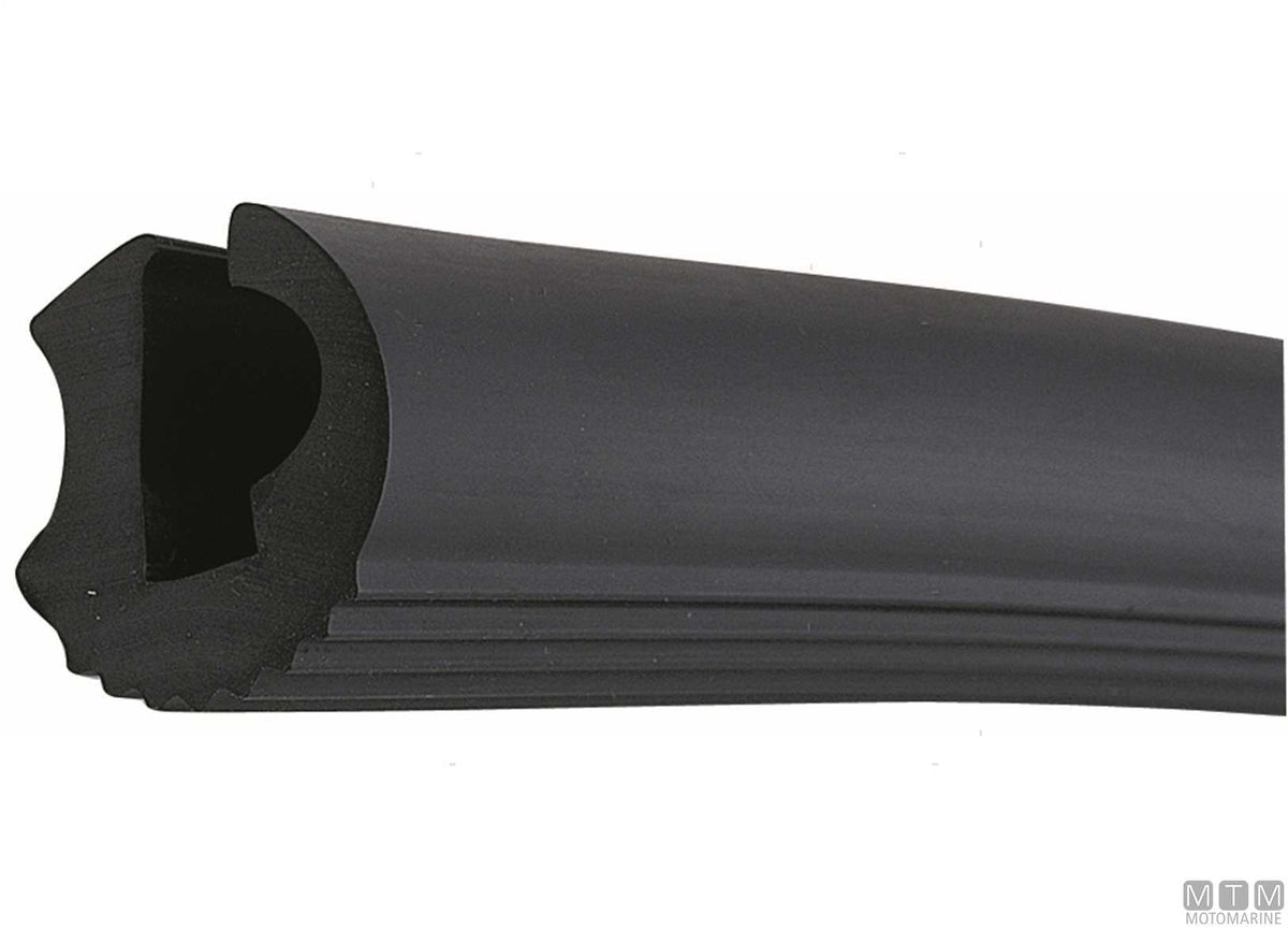 Eco1 type rub rail fender profile, black, H 28 mm, L 24 m - original photo Motomarine Srl