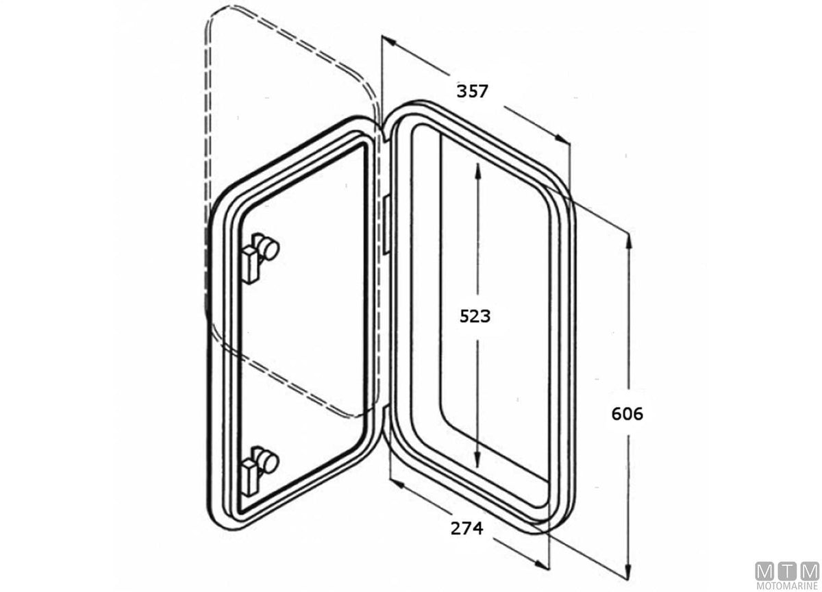 Walkable deck hatch in ABS, grey, size LL 357x606 mm - original photo Motomarine Srl