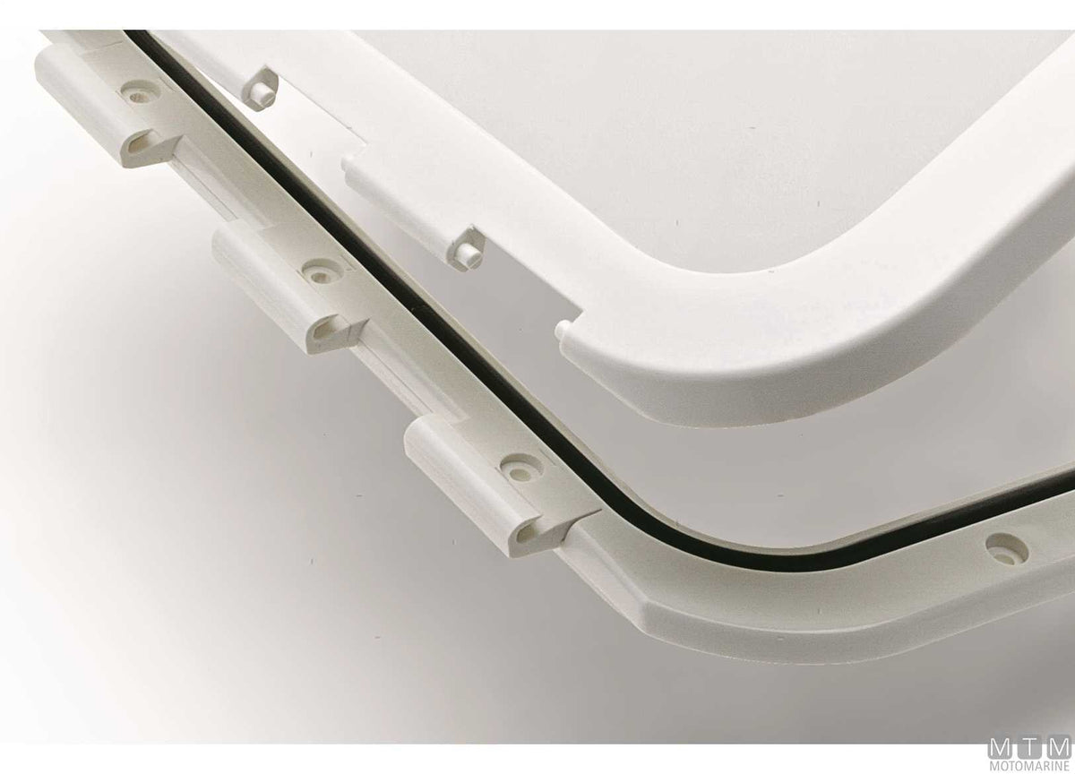 White ABS hatch 458x513 mm with 330 mm box - original photo Motomarine Srl