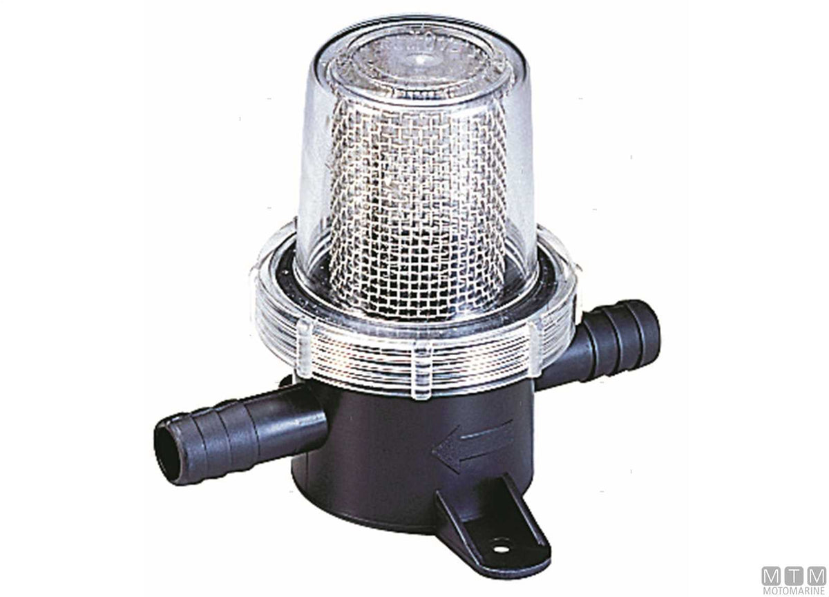 Pipe water filter with Ø12.5 mm inlet and outlet - original photo Motomarine Srl