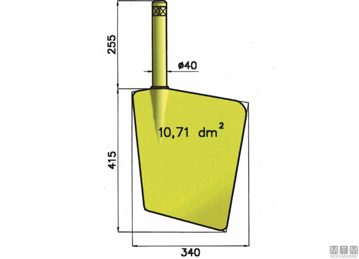 Type D11 bronze rudder blade 415x340 mm - original photo Motomarine Srl