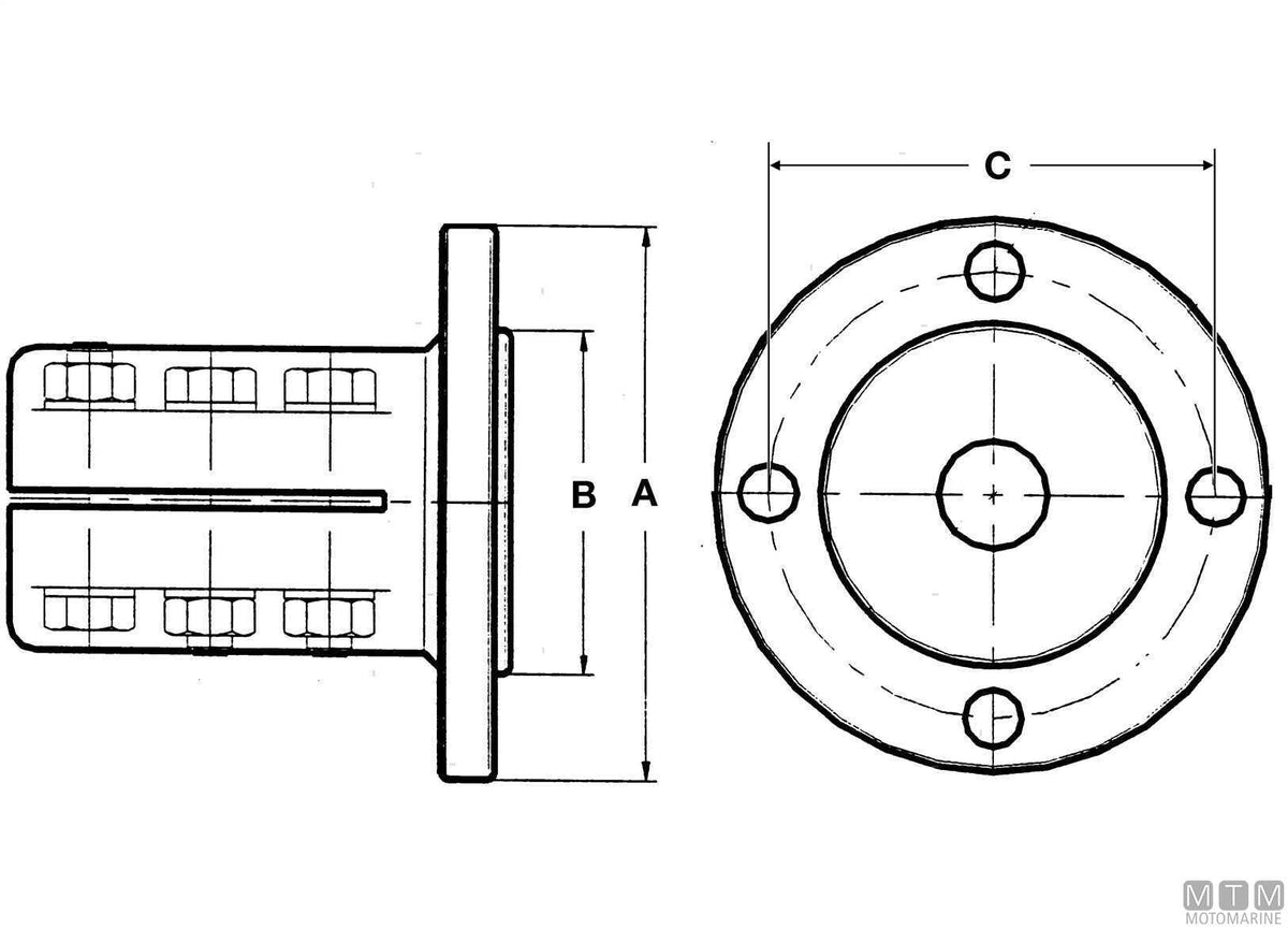 Coupling flange for shaft Ø30 mm Yanmar KM/KBW - original photo Motomarine Srl