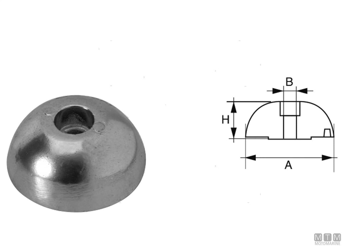Aluminium nose cone anode for J-Prop Ø90 mm - original photo Motomarine Srl