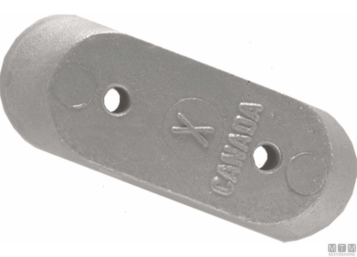 2-hole small plate anode Johnson/Evinrude 2-150 in aluminium - original photo Motomarine Srl