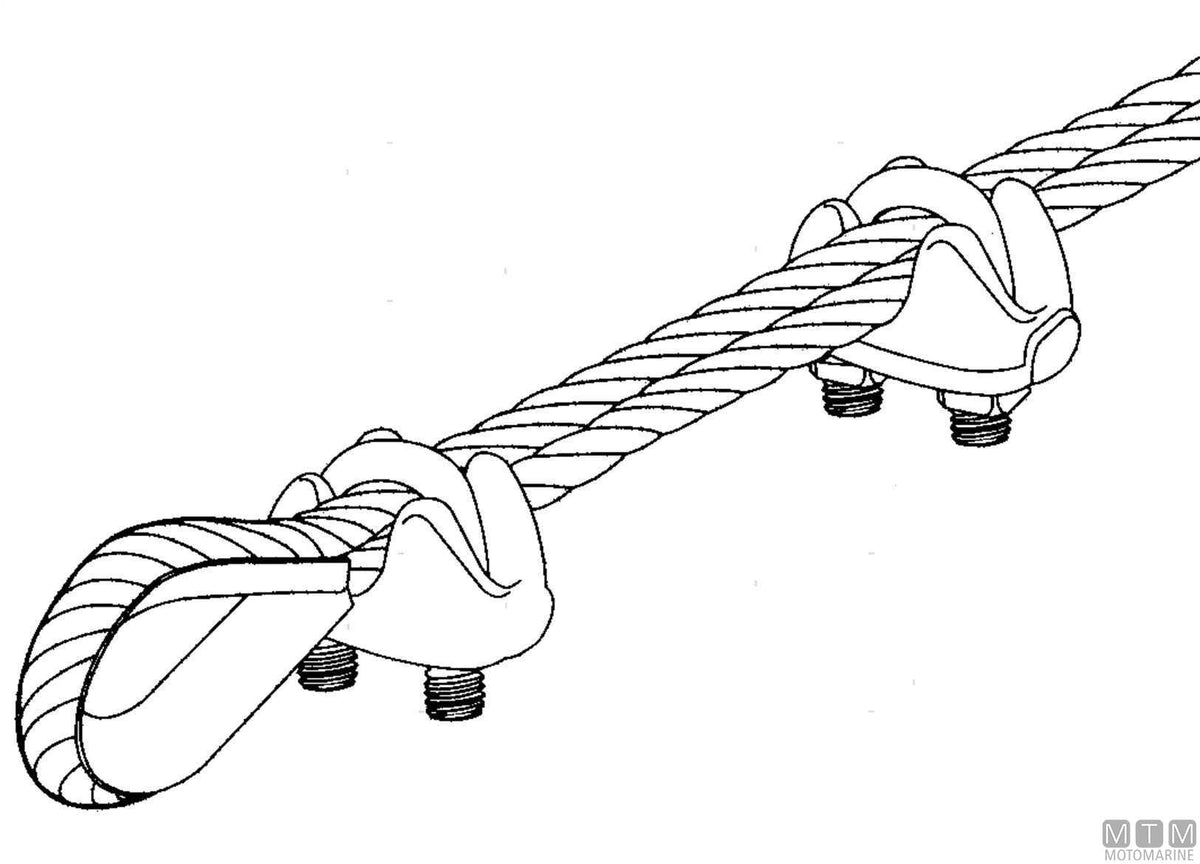 Wire rope clamp for Ø2 mm cable in stainless steel - original photo Motomarine Srl