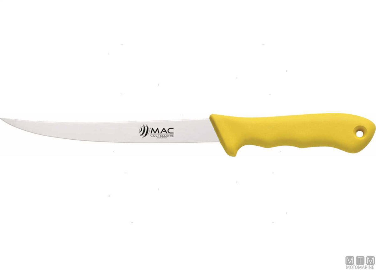 MAC 300-Y yellow filleting knife, 18 cm blade - original photo Motomarine Srl